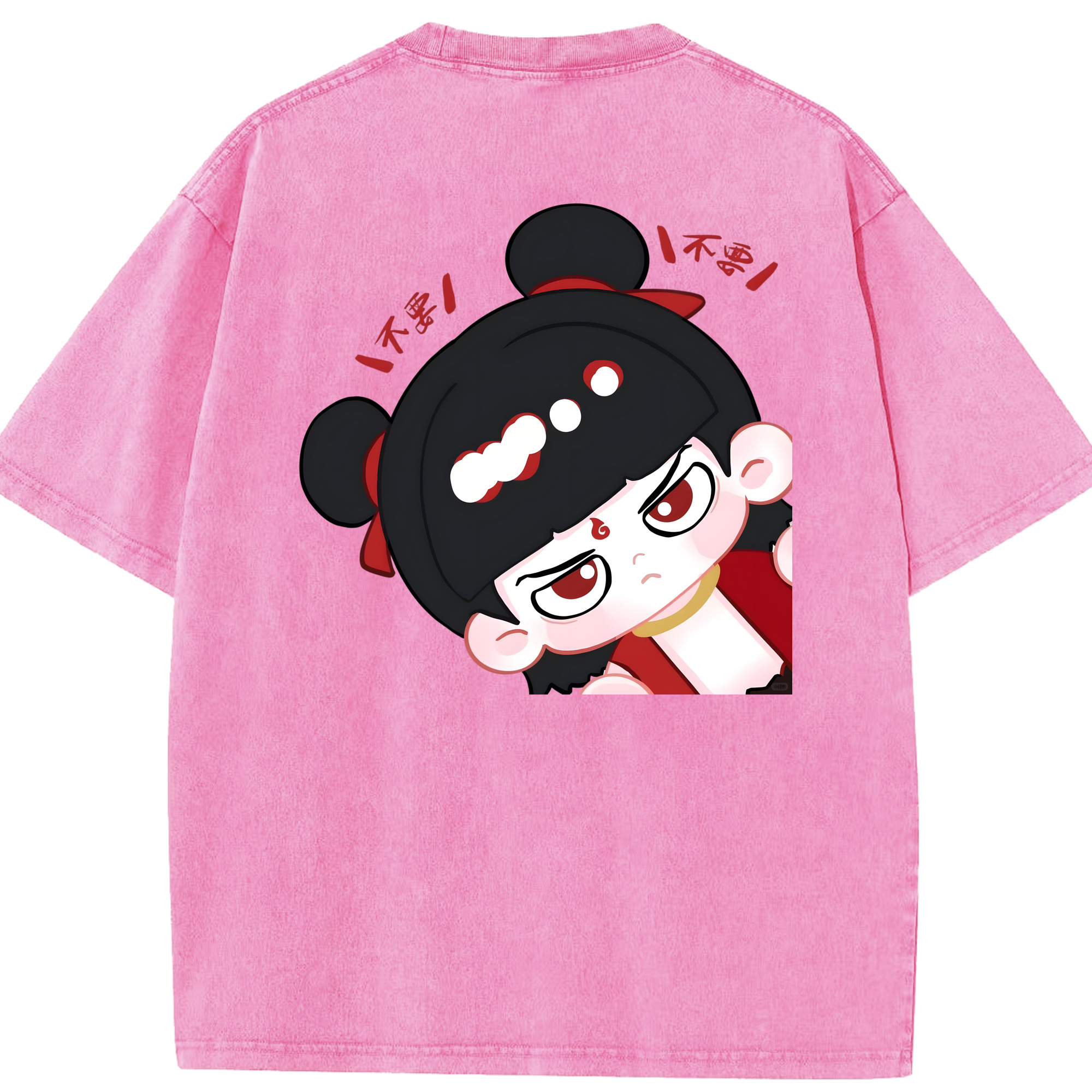 （画像用） Ne Zha 2 ナタ 魔童の大暴れ 綿100% ヴィンテージ風 半袖Tシャツ（背面プリント）